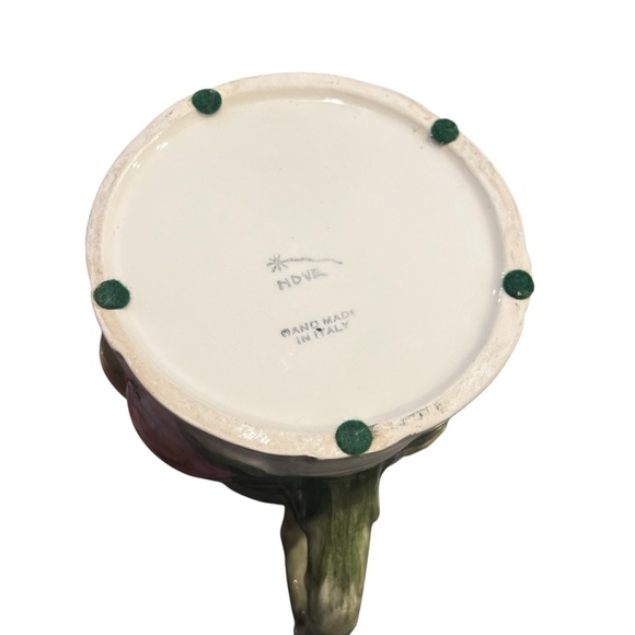 Vintage Italian Majolica Basketweave Pitcher Dimensional Fruit Signed - Picture 5 of 9